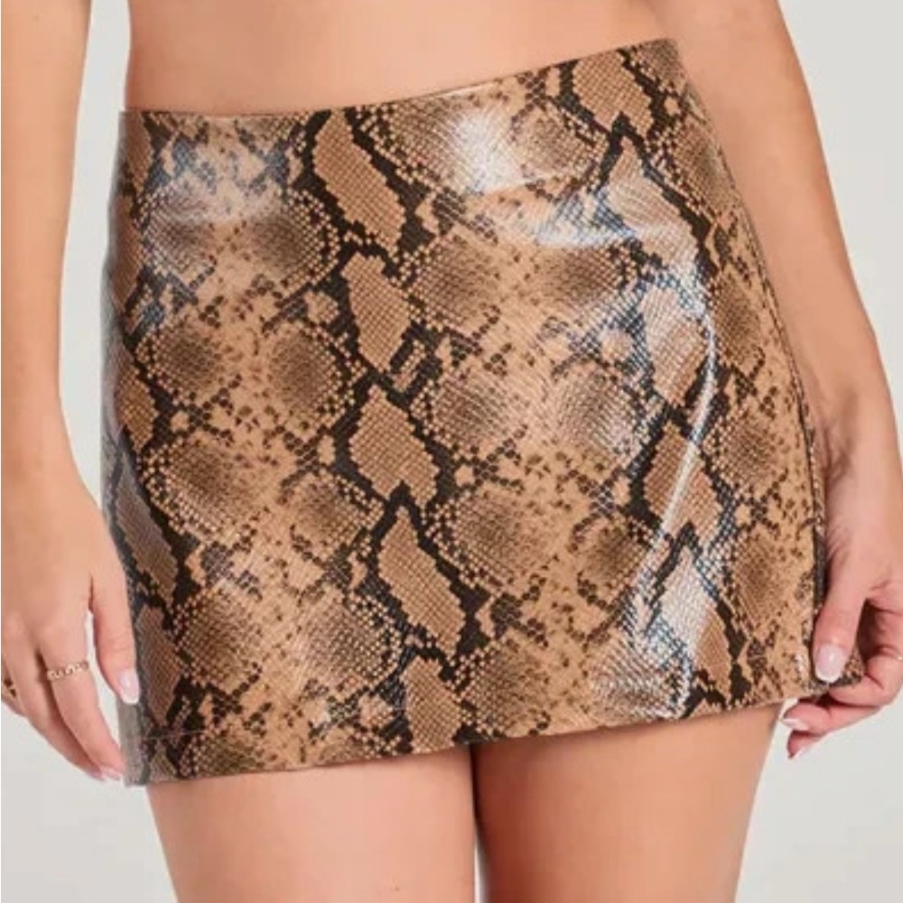 Windsor Brown and Black Snake Print Mini Skirt